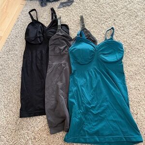 Set of Three Camisole Breast Feeding Tank Tops in Black, Gray, and Teal